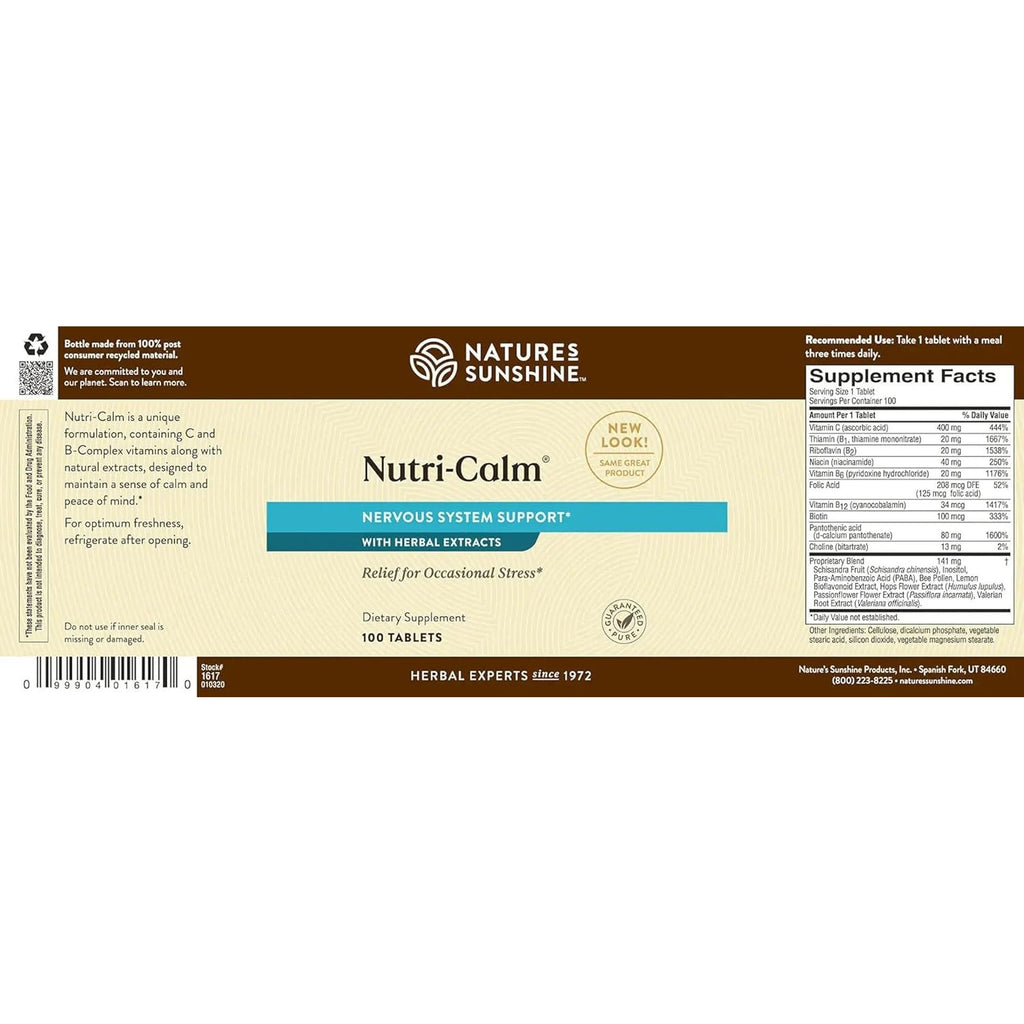 Nature'S Sunshine Nutri-Calm- Herbal Stress Relief Supplement for Natural Relief, Mood Support and Boost, Nervous System Support - 100 Count