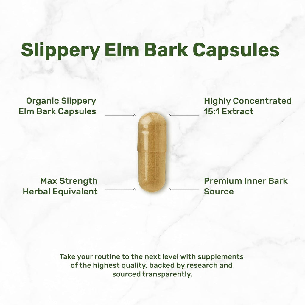 DEAL SUPPLEMENT Slippery Elm Capsules – 300 Pills, Made with Organic Inner Bark Powder Extract – Natural Herb for Soothing Throat & Digestive Support – Non-Gmo