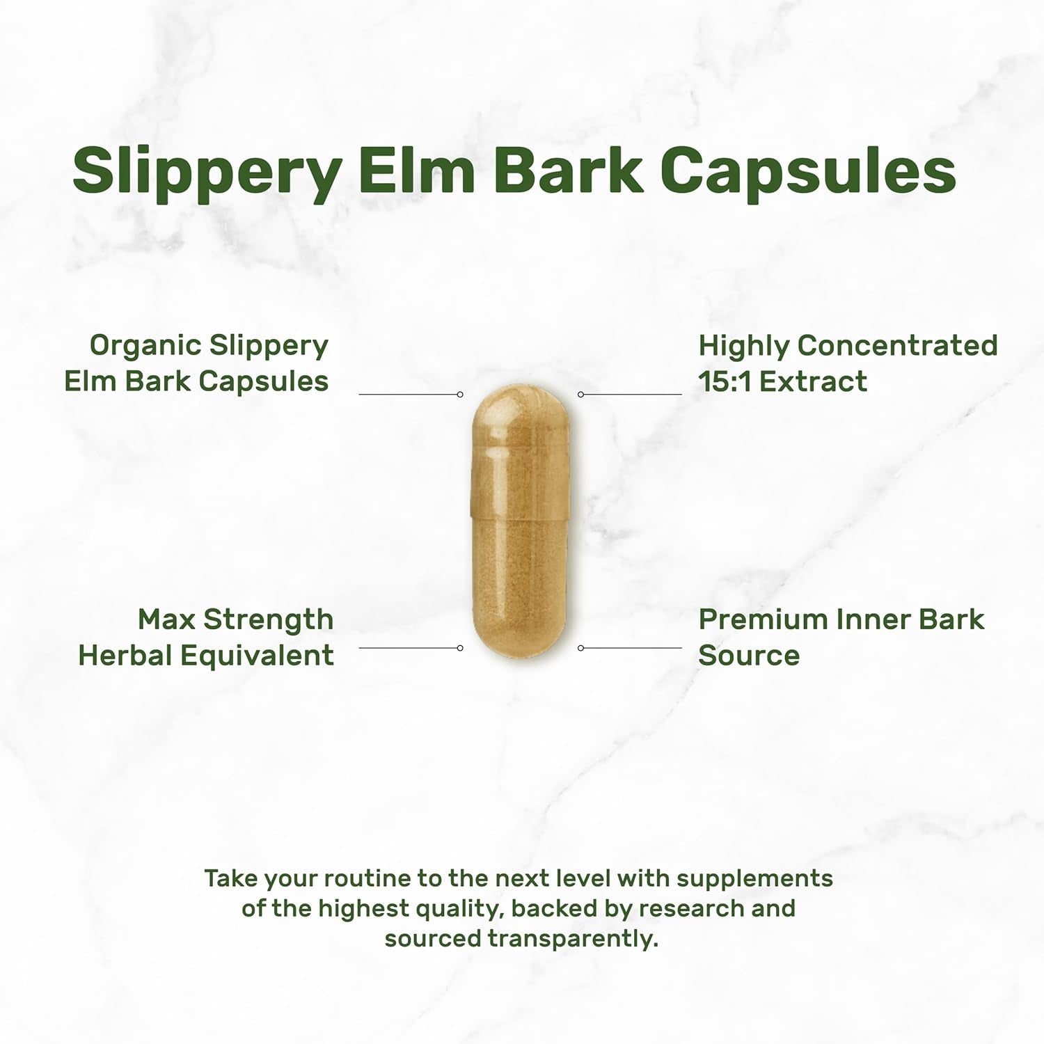 DEAL SUPPLEMENT Slippery Elm Capsules – 300 Pills, Made with Organic Inner Bark Powder Extract – Natural Herb for Soothing Throat & Digestive Support – Non-Gmo