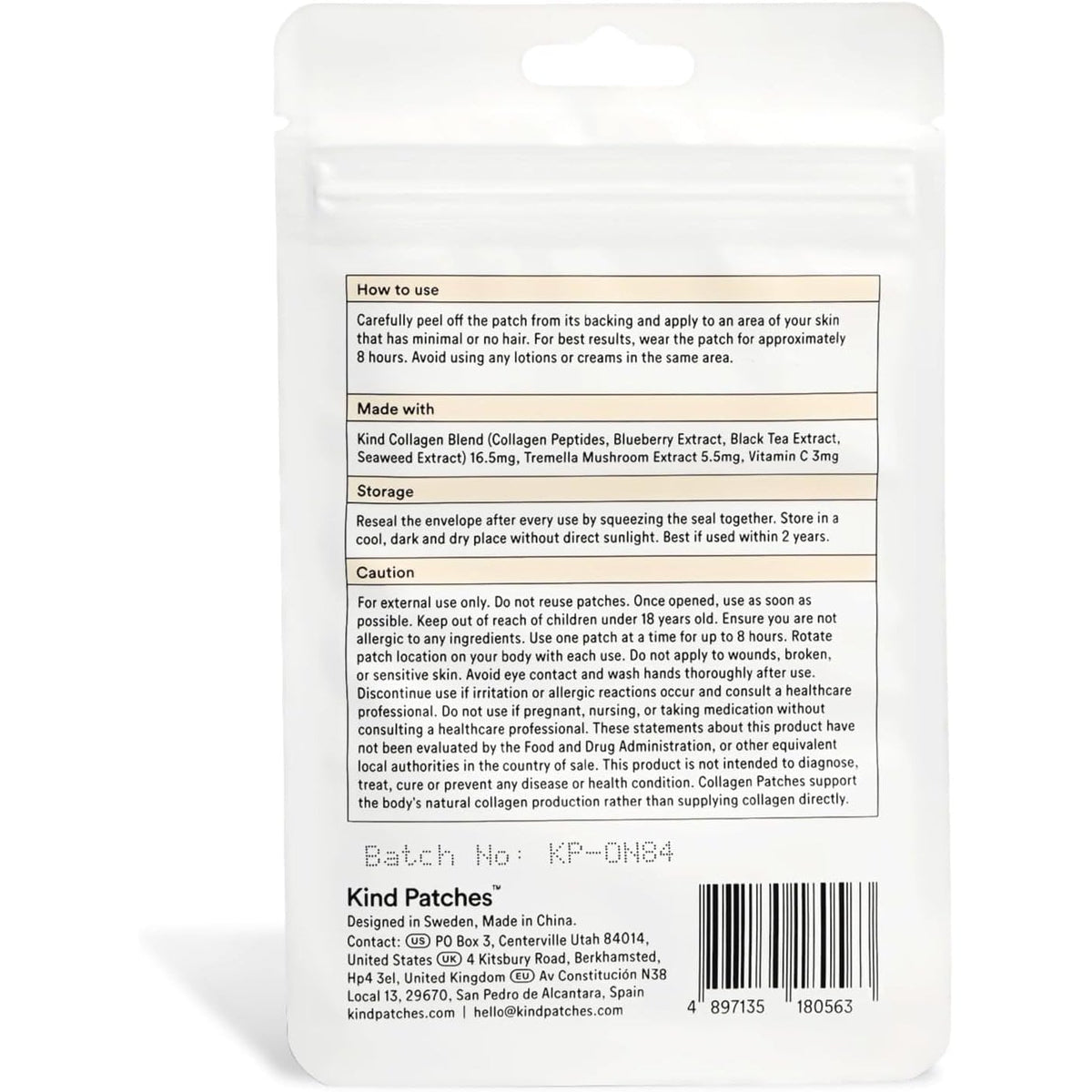 Kind Patches Collagen Patches - Skin Firming with Vitamin C, Amino Acids - Nature'S Hyaluronic Acid for Hydration, Healthier Hair and Nails - 30 Count