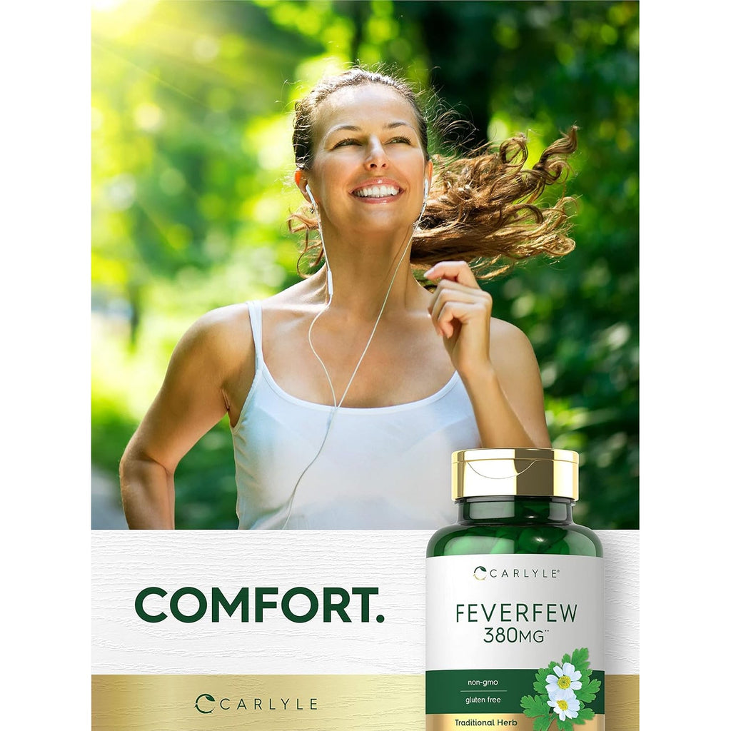Carlyle Feverfew Capsules | 180 Count | Traditional Herb Extract | Non-Gmo, Gluten Free