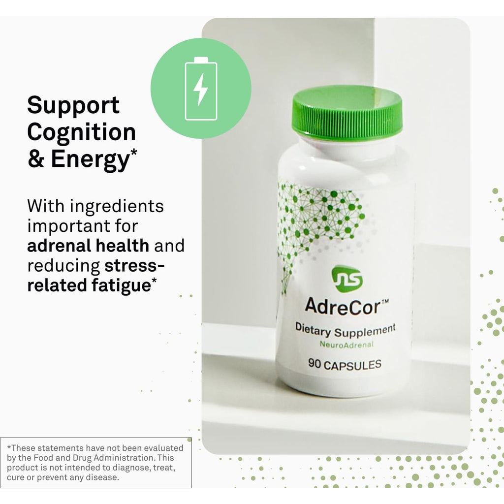 Neuroscience Adrecor - Adrenal Support Supplements with Rhodiola, L-Tyrosine, B Vitamins & Magnesium - Cortisol Detox for Women & Men for Stress Fatigue and Energy Support (180 Ct)