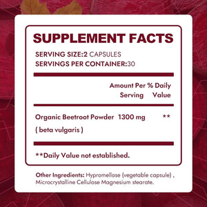 Beravia Beet Root Capsules | Antioxidant Formula - Vegan, Non-Gmo, Gluten-Free - 1300Mg, 60 Capsules