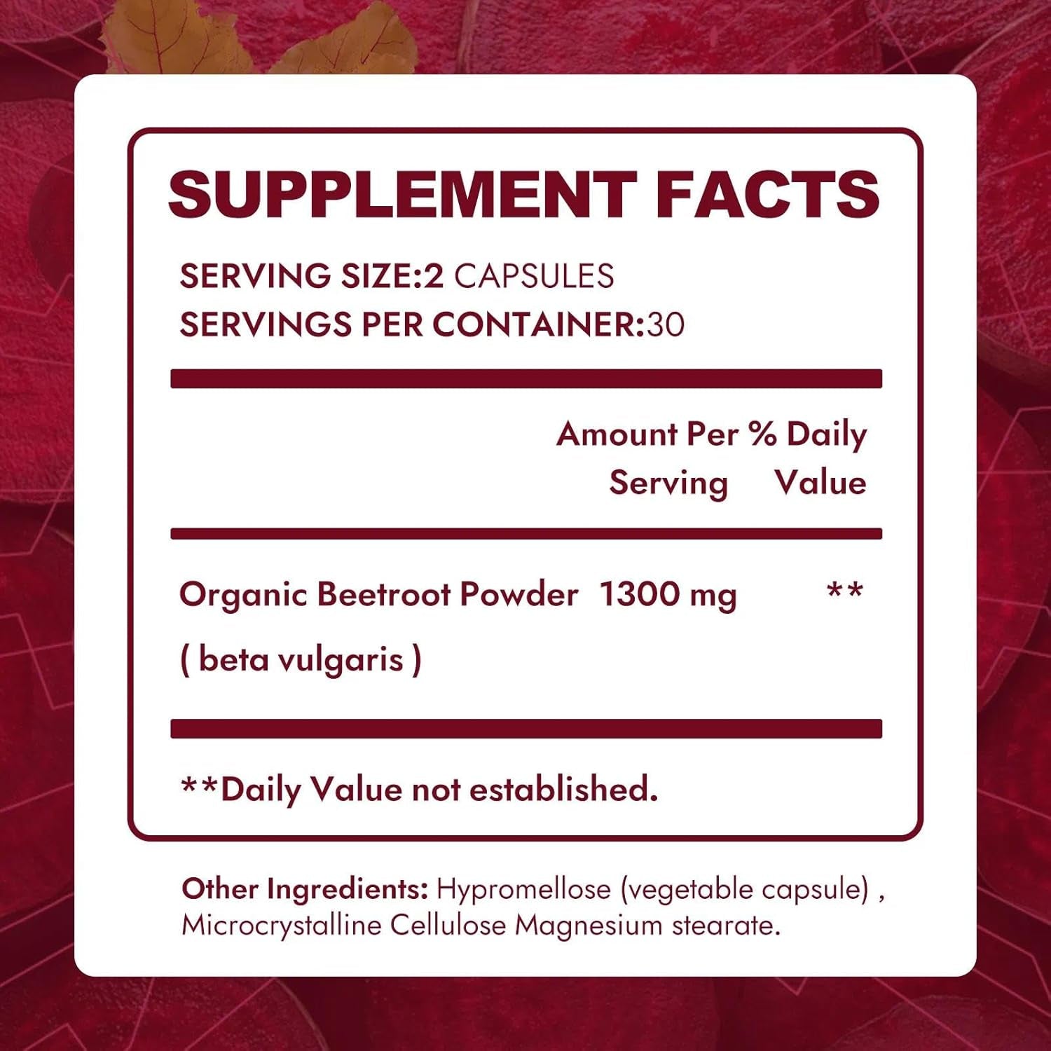 Beravia Beet Root Capsules | Antioxidant Formula - Vegan, Non-Gmo, Gluten-Free - 1300Mg, 60 Capsules