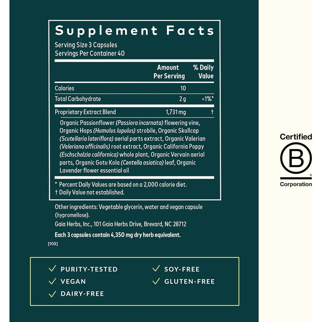 Gaia Herbs Sound Sleep - Sleep Support Supplement - Herbal, Plant-Powered Support for Calm & Relaxation* - Valerian Root, Passionflower & More - 120 Vegan Liquid Phyto-Capsules (40 Servings)