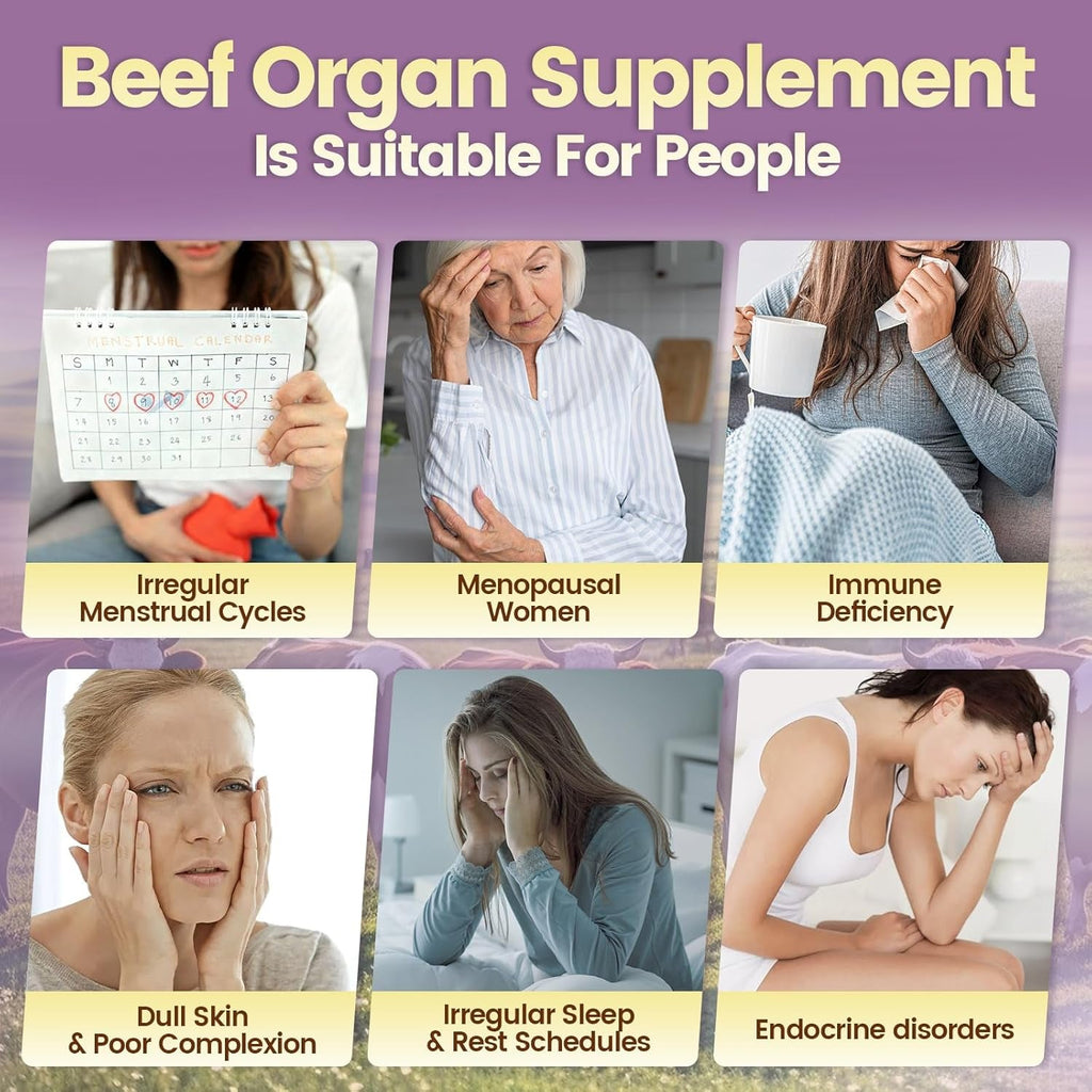 Vivonu Beef Organ Supplement for Women, per Serving Beef Organs with Bovine Liver, Ovary, Uterus, Kidney, Heart, Bone & More, 100% Grass Fed, Balance Hormones*, Energy* (180 Capsules)