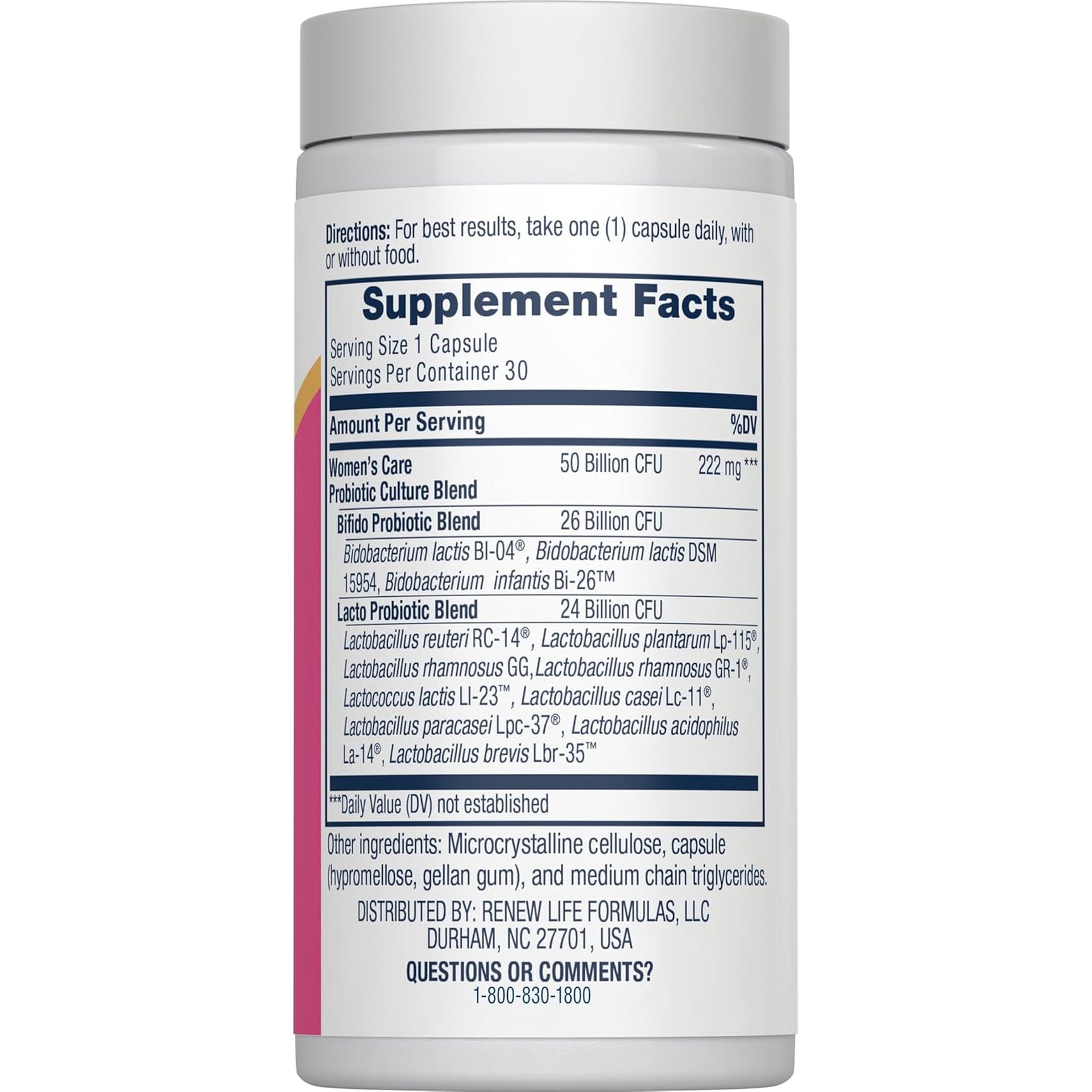 Renew Life Women'S Probiotic Capsules, 50 Billion CFU Guaranteed, Supports Ph Balance, Vaginal, Urinary, Digestive and Immune Health(2), L. Rhamnosus GG, Dairy, Soy and Gluten-Free, 30 Count