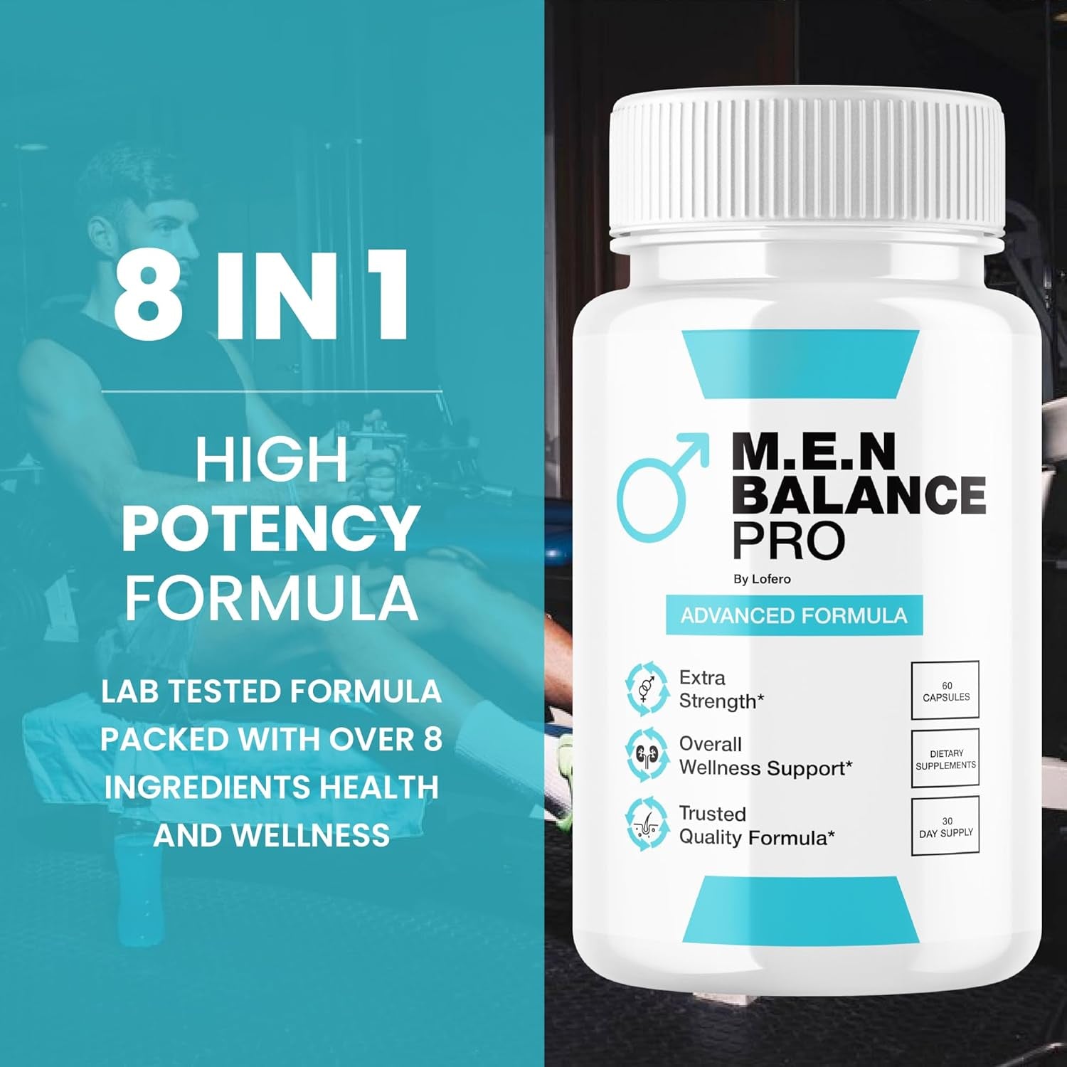 MEN Balance Pro Capsules, M.E.N Max Triple Action Formula Capsulas Pills Mens Multivitamins Premium Natural Advanced Maximum Strength Pastillas Health Wellness Supplement Support Reviews (60 Capsules)