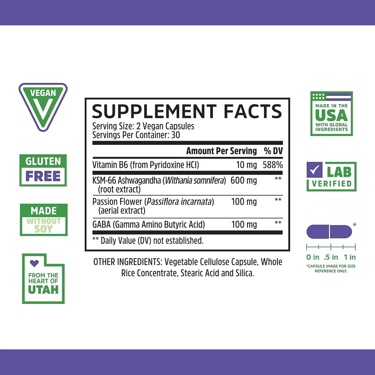 Zhou Calm Now - Calm Supplement, Calm Vitamins for Women & Men, Pills to Relax for Adults with GABA & Ashwagandha, Stress & Focus Support - 60 Veggie Capsules