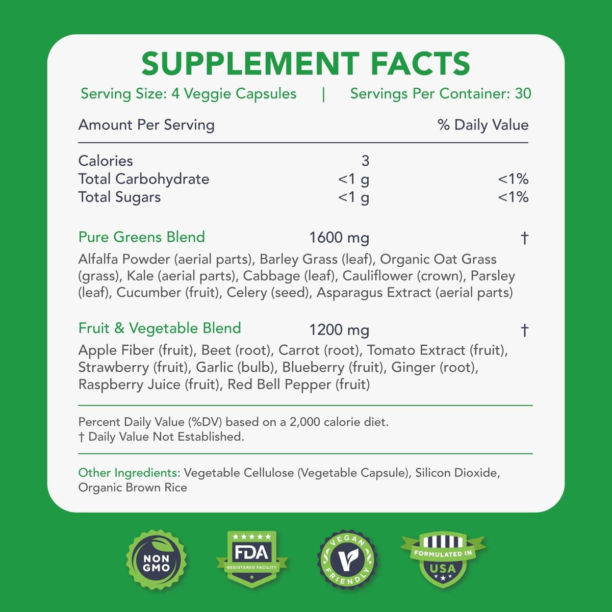 Karamd Pure Nature | Greens, Fruit and Veggies Supplement | Whole Food Multivitamin & Antioxidants |20 Fruits & Vegetables Supplement for Energy & Digestion |Gluten Free & Vegan Friendly (30 Servings)