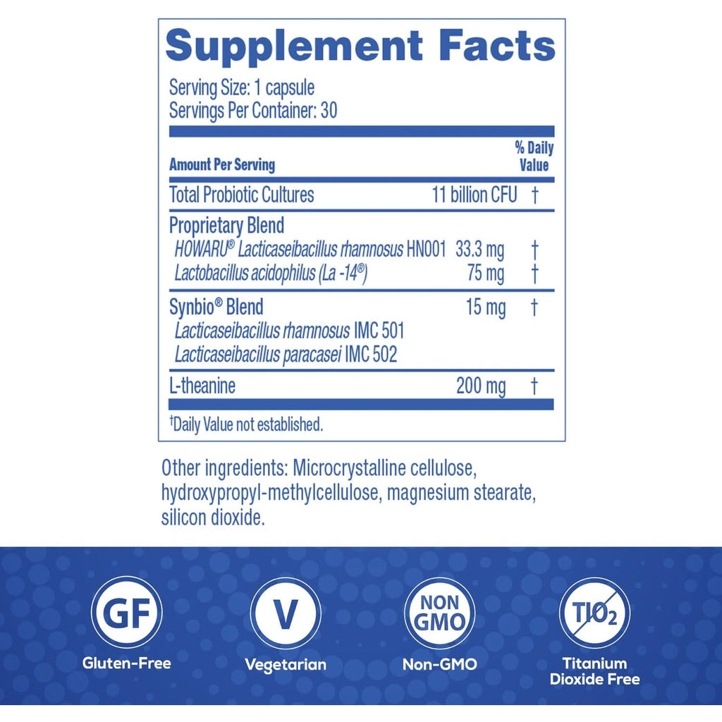 Florastor Probiotics for Women, Digest and De-Stress, Probiotics for Digestive Health, Vaginal Probiotic, and L-Theanine for Mind and Body Wellness, 30 Capsules