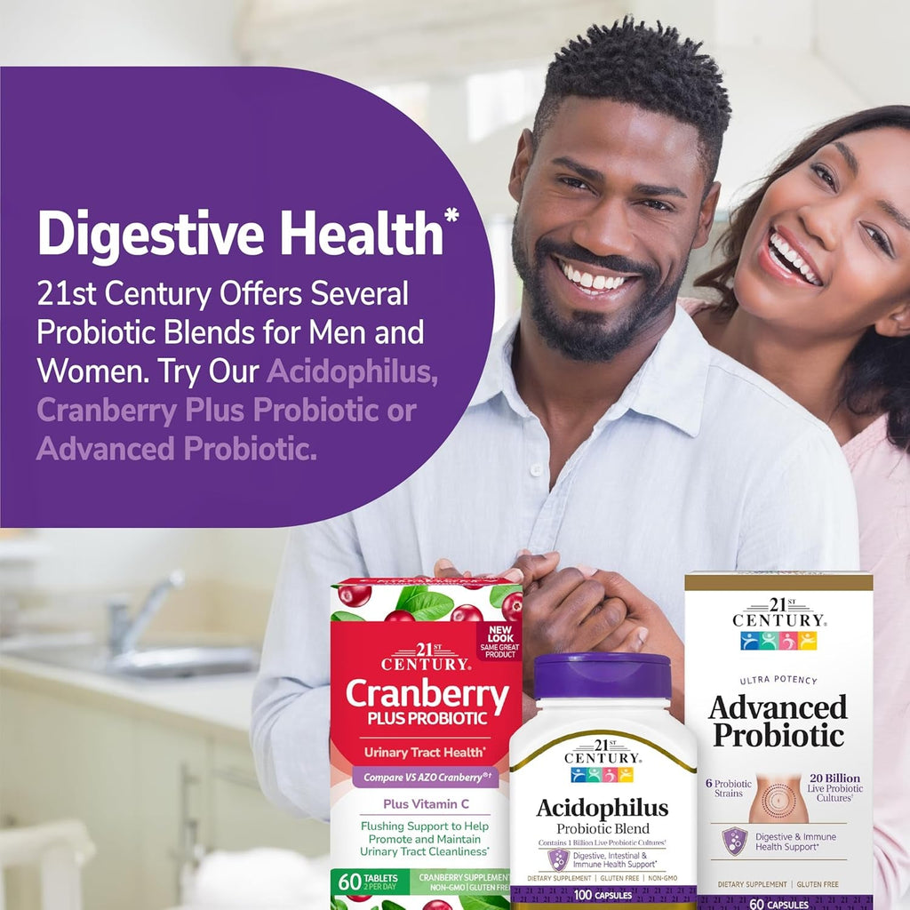 21St Century Acidophilus Probiotic Blend Capsules (100 Count), Daily Probiotic Supplement with Lactobacillus Acidophilus, Supports Digestive Health & Immune System, Non-Gmo, Gluten-Free