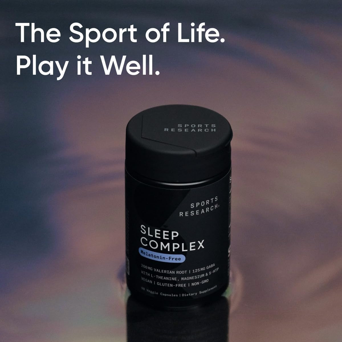 Sports Research® Sleep Complex- Melatonin-Free Vegan Capsules - with Valerian Root, GABA, L-Theanine, Magnesium & 5-HTP - 30 Servings