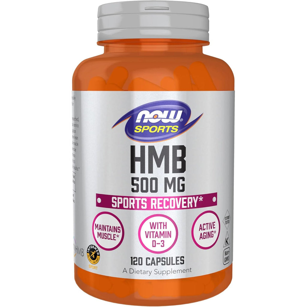 NOW Foods Sports Nutrition, HMB (Β-Hydroxy Β-Methylbutyrate) 500 Mg, Sports Recovery*, 120 Veg Capsules