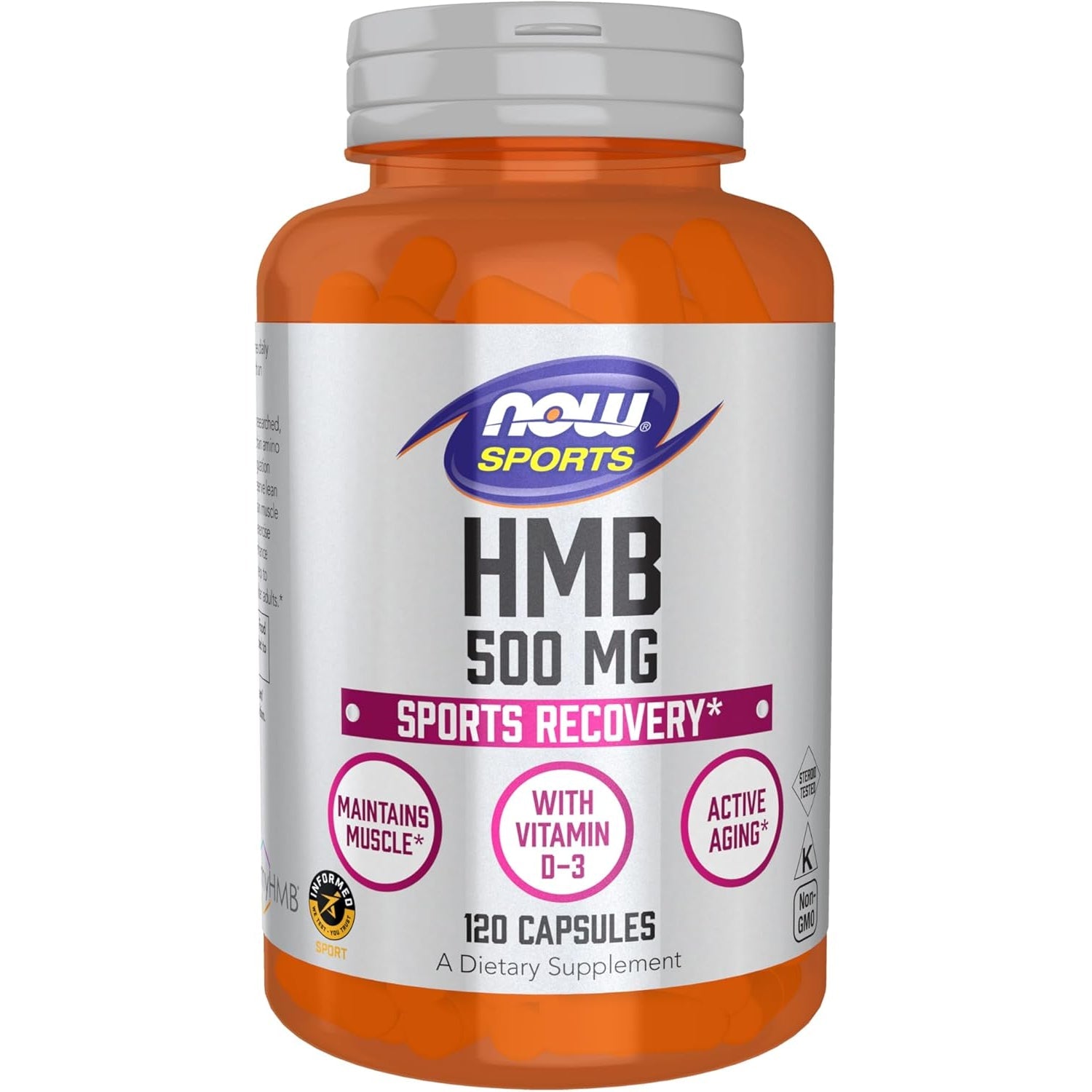 NOW Foods Sports Nutrition, HMB (Β-Hydroxy Β-Methylbutyrate) 500 Mg, Sports Recovery*, 120 Veg Capsules