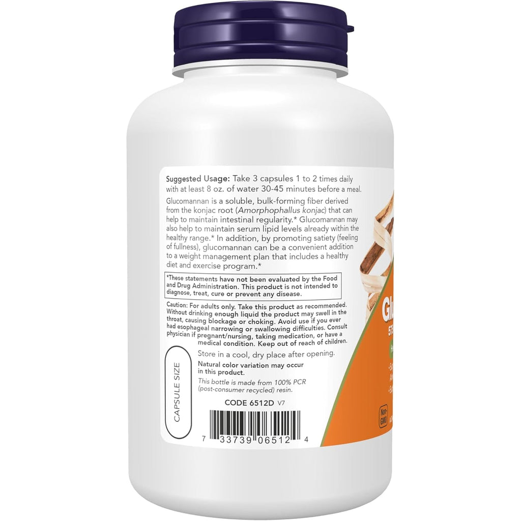 NOW Foods Supplements, Glucomannan (Amorphophallus Konjac) 575 Mg, Supports Regularity*, Healthy Weight Management*, 180 Veg Capsules
