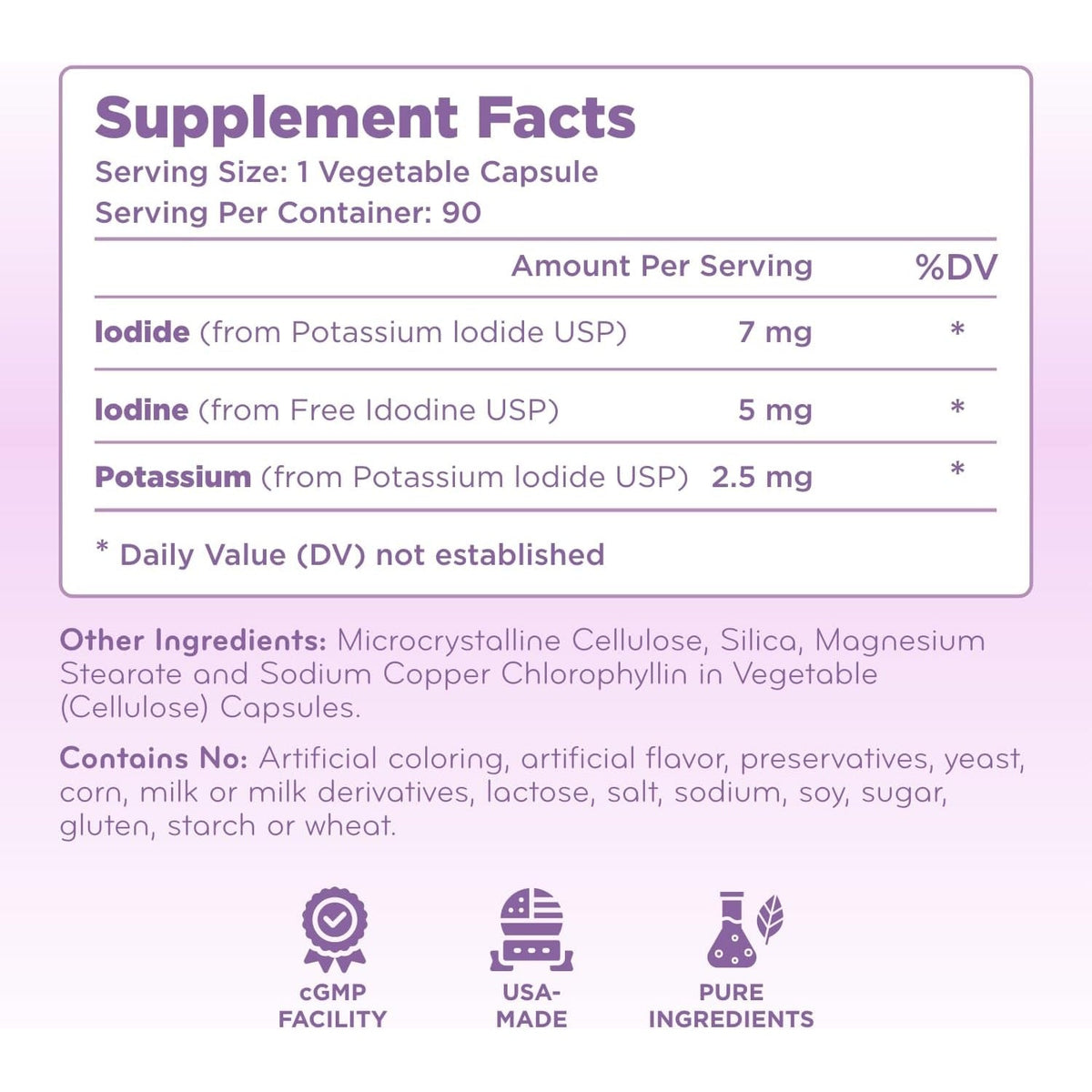 High Potency Potassium Iodine Supplement - Potassium Iodide USP and Free Iodine Capsules 12.5Mg Precise Dosage Blend - Capsule Alternative to Lugol'S Supplement for Thyroid Energy & Immunity (3 Month)