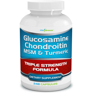 Vitabreeze Glucosamine Chondroitin, MSM & Turmeric Dietary Supplement - 248 Capsules