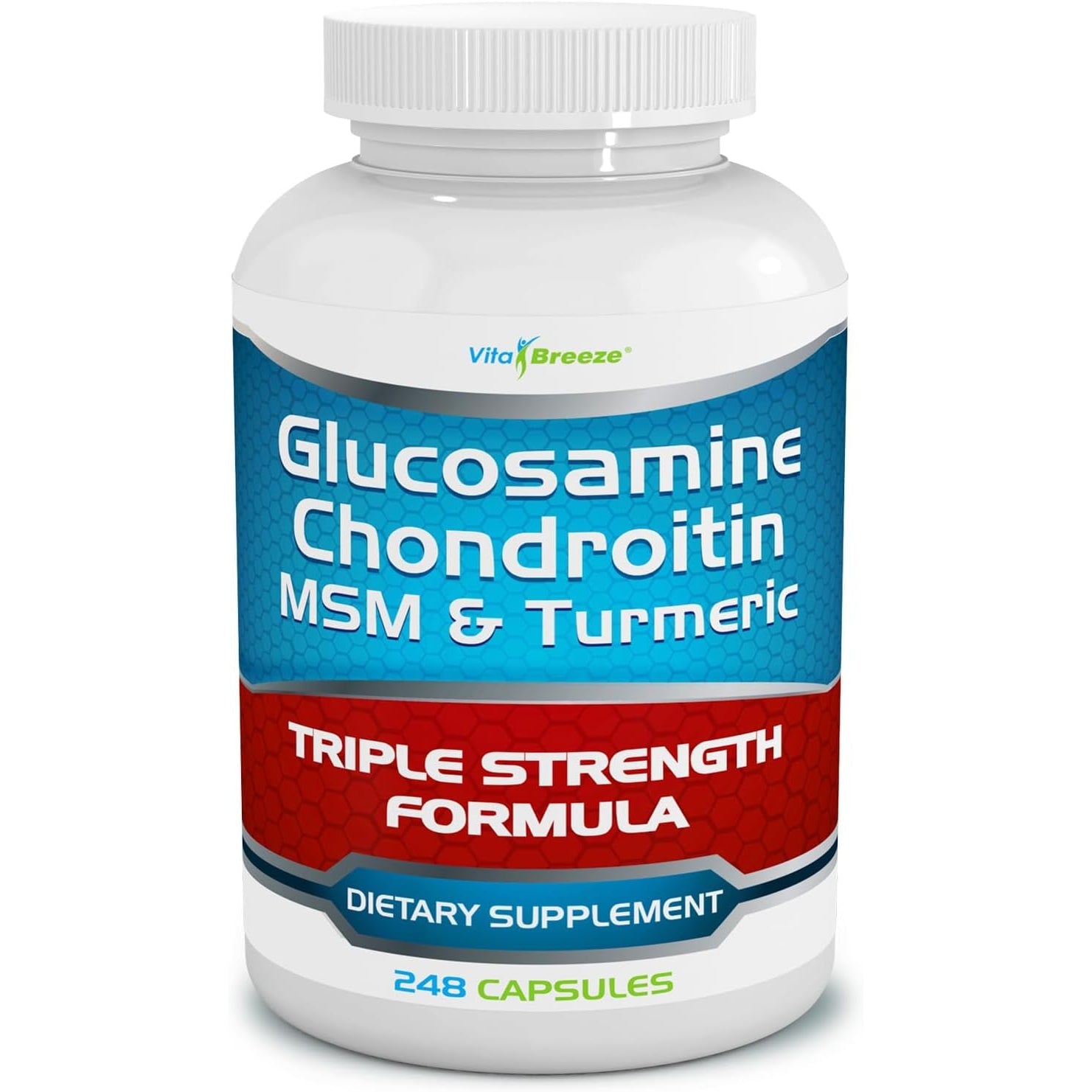 Vitabreeze Glucosamine Chondroitin, MSM & Turmeric Dietary Supplement - 248 Capsules