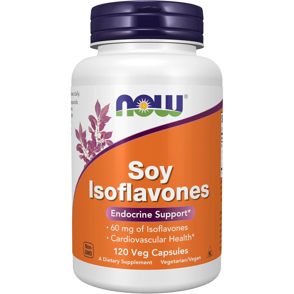 NOW Foods Supplements, Soy Isoflavones, 60 Mg (Plant Compounds Particularly Concentrated in Soybeans, like Genistein, Daidzein and Glycitein), 120 Veg Capsules
