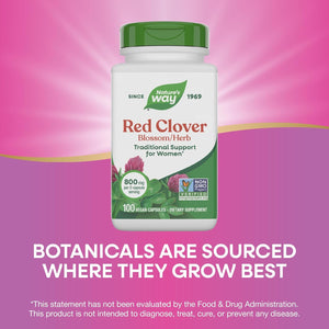 Nature'S Way Red Clover Blossom Herb, Traditional Health Support for Women*, 800 Mg per 2-Capsule Serving, Non-Gmo Project Verified, Red Clover Supplement, 100 Vegan Capsules (Packaging May Vary)