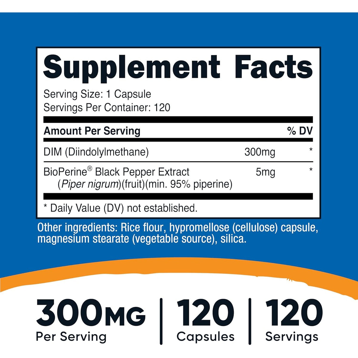 Nutricost DIM (Diindolylmethane) plus Bioperine 300Mg, 120 Vegetarian Capsules - up to 4 Month Supply, Max Strength DIM Supplement