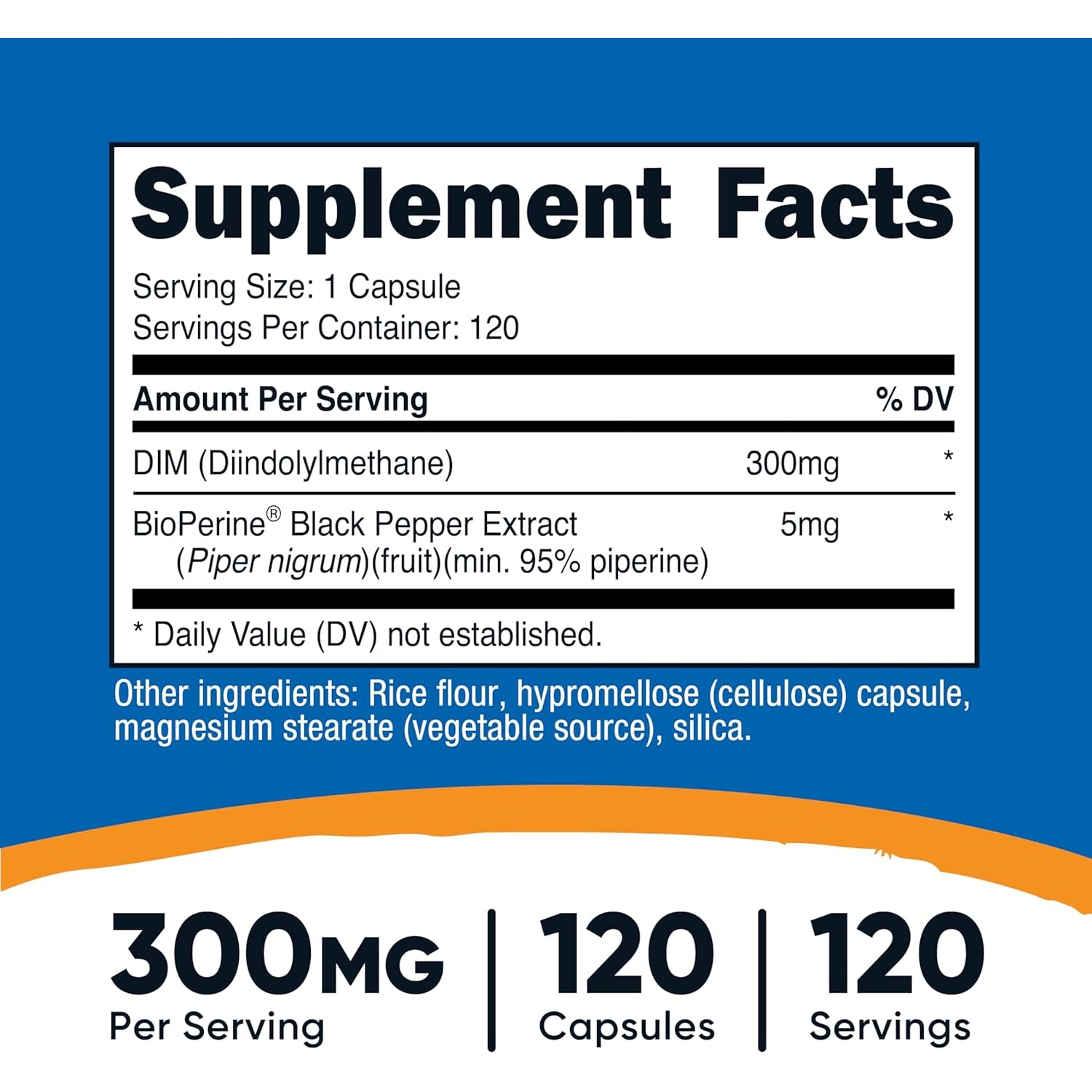 Nutricost DIM (Diindolylmethane) plus Bioperine 300Mg, 120 Vegetarian Capsules - up to 4 Month Supply, Max Strength DIM Supplement