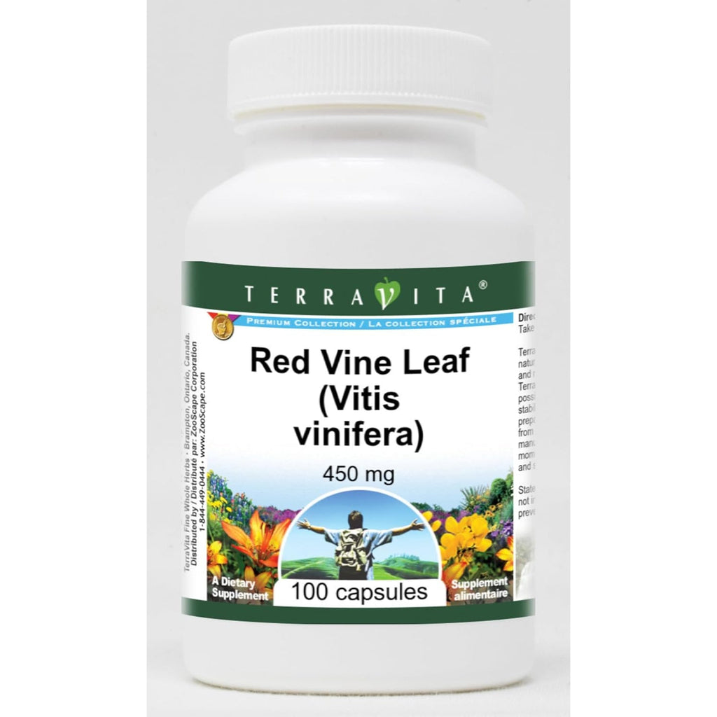 Terravita Red Vine Leaf (Vitis Vinifera) - 450 Mg (100 Capsules, ZIN: 511411)