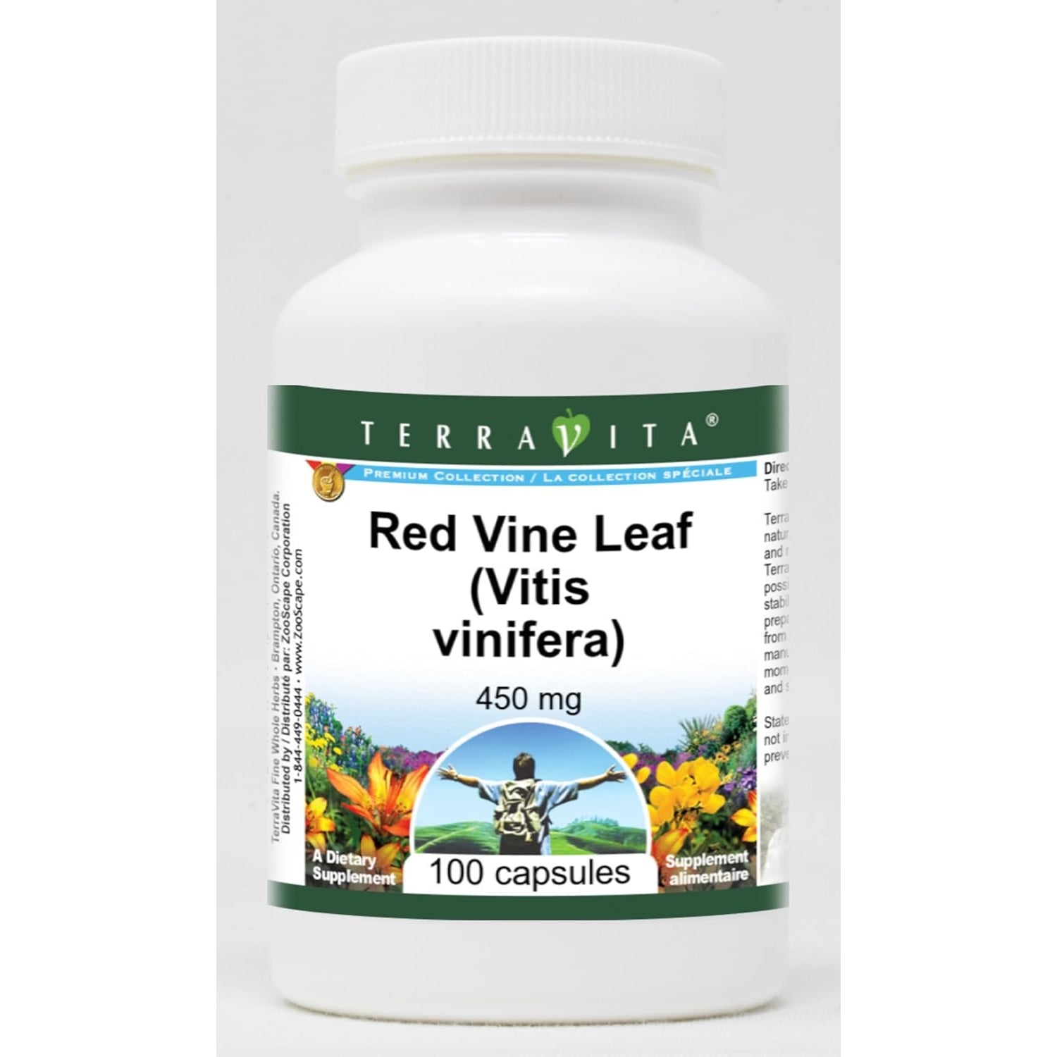 Terravita Red Vine Leaf (Vitis Vinifera) - 450 Mg (100 Capsules, ZIN: 511411)