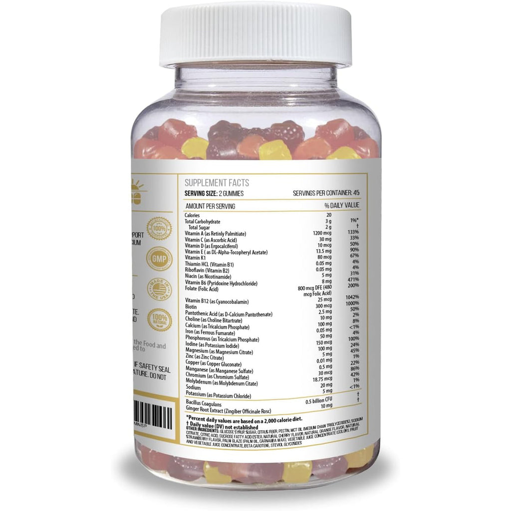 ACTIF Organic Bariatric Gummies with 25+ Organic Vitamins and Minerals for Bariatric Surgery Gastric Bypass Surgery, Advanced Formula - 90 Count