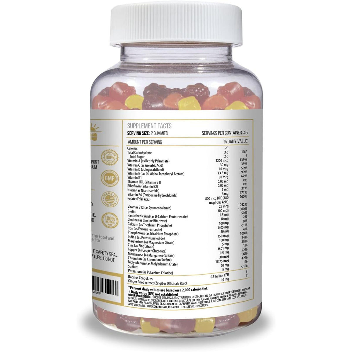 ACTIF Organic Bariatric Gummies with 25+ Organic Vitamins and Minerals for Bariatric Surgery Gastric Bypass Surgery, Advanced Formula - 90 Count