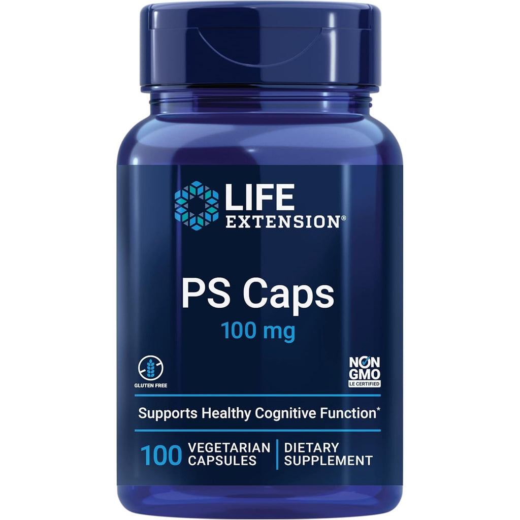 Life Extension PS Caps, Phosphatidylserine, for Cognitive Performance, Gluten-Free, Non-Gmo, Vegetarian, 100 Capsules