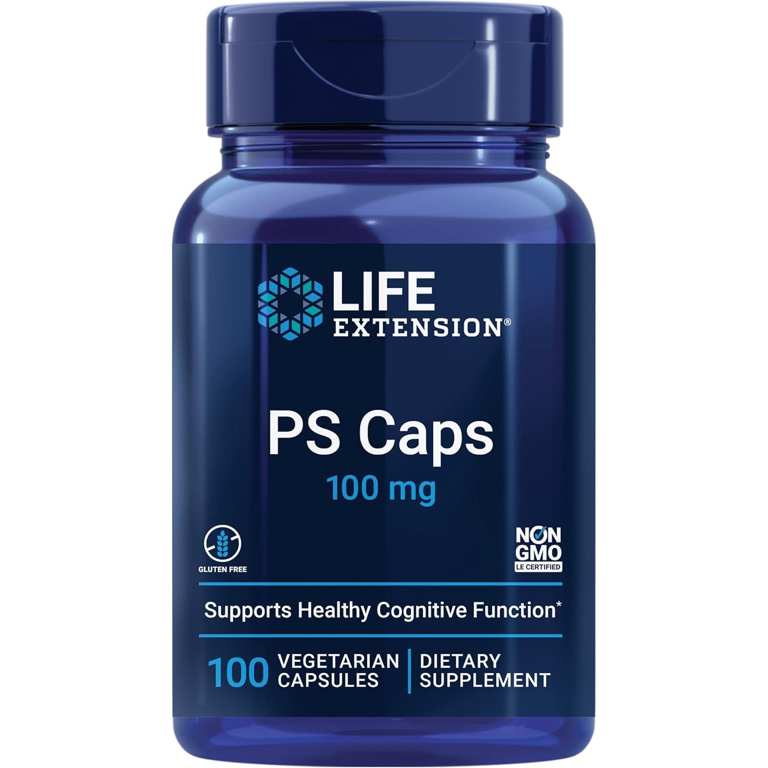 Life Extension PS Caps, Phosphatidylserine, for Cognitive Performance, Gluten-Free, Non-Gmo, Vegetarian, 100 Capsules