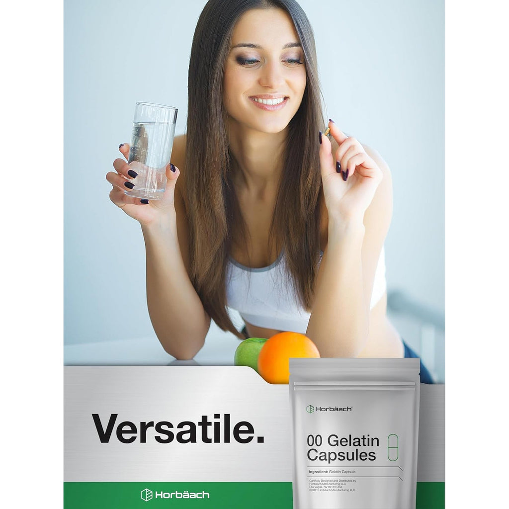Empty Capsules Size 00 | 1000 Clear Gelatin Capsules | Resealable Bag | Non-Gmo, Gluten Free | by Horbaach