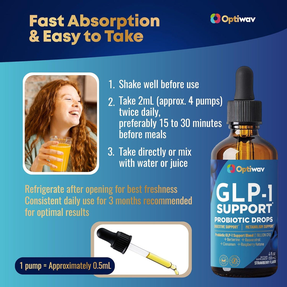 GLP-1 Support Probiotic Supplement for Weight Loss Fat Burner Support - Daily Natural Herbal Supplement for Women Men Digestive & Metabolic Health