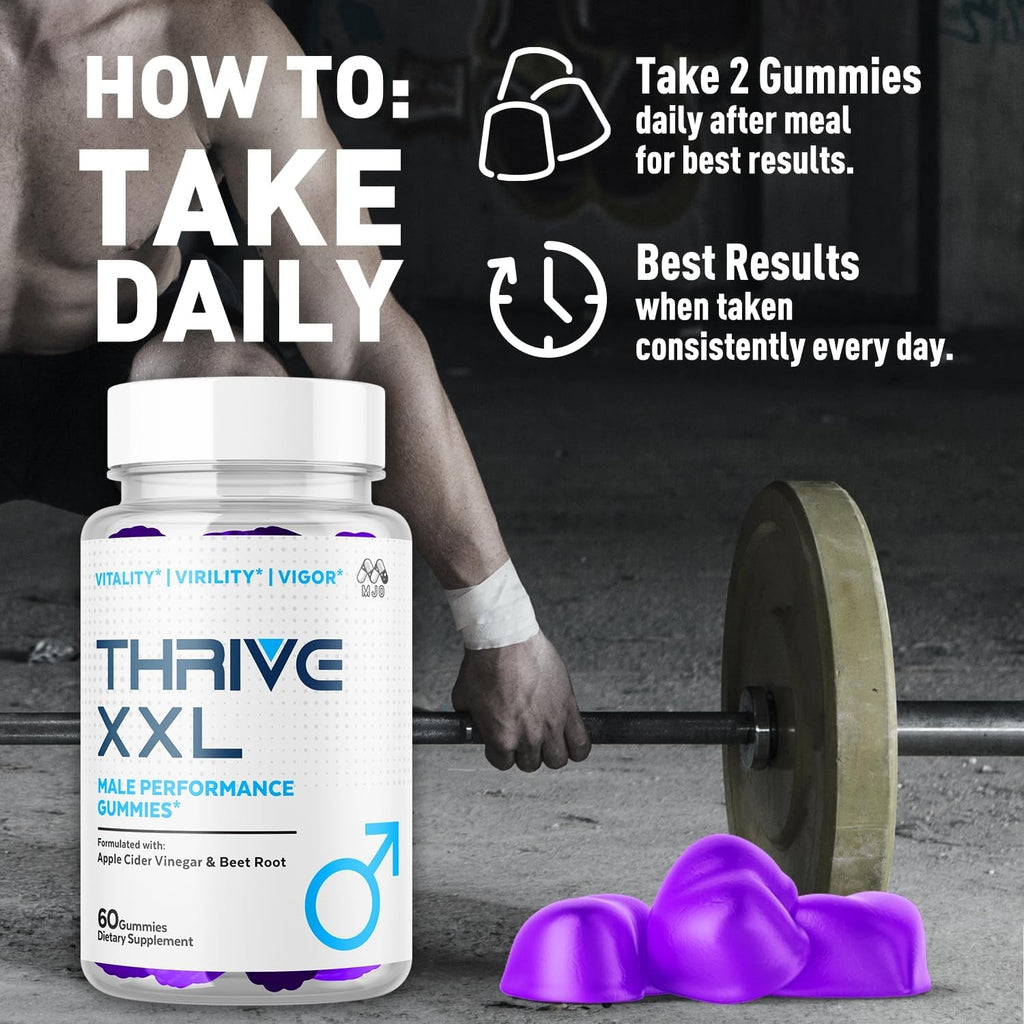 Thrive XXL Gummies, Official Thrivexxl Gummys with All Natural Ingredients, Advanced Thrive XXL Formula for Optimal Health & Total Wellness Support with Premium Active Lifestyle Vitamins (60 Gummies)