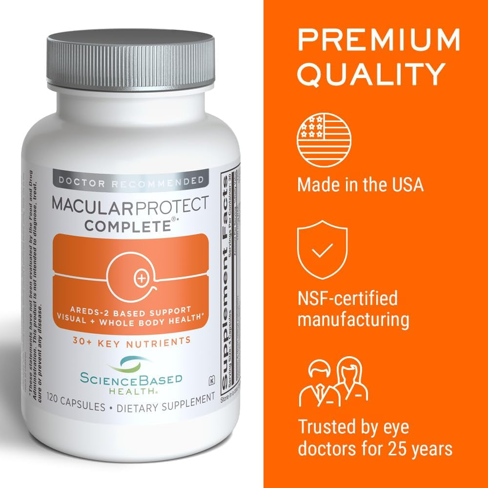 Sciencebased Health Macularprotect Complete – AREDS 2 Eye Health Supplement & Daily Multivitamin – 30+ Nutrients with Lutein & Zeaxanthin – Supports Vision & Whole Body Health – 120 Capsules