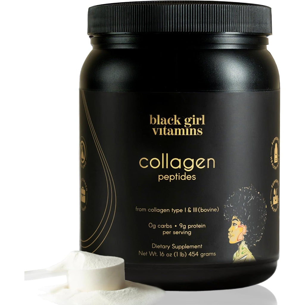 Black Girl Vitamins | Collagen Peptides Powder - Collagen for Skin, Hair & Nails - Unflavored Hydrolyzed Collagen Powder, Dairy-Free, Gluten-Free Collagen for Women and Men - 16Oz
