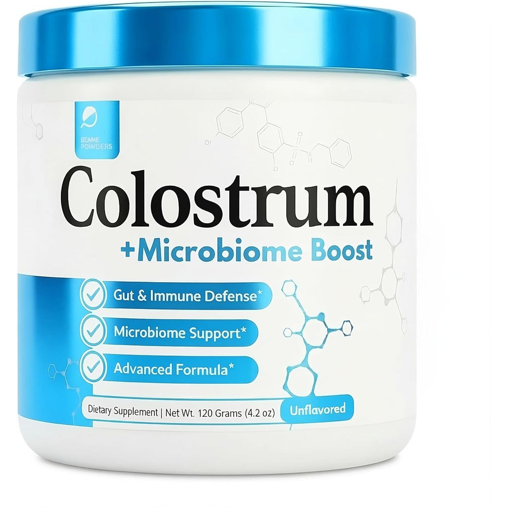 Prime Powders Colostrum Powder | Grass-Fed Bovine Colostrum with Akkermansia Probiotic 1B AFU | Microbiome & Gut Support | High Igg Advanced Formula | 120 Servings