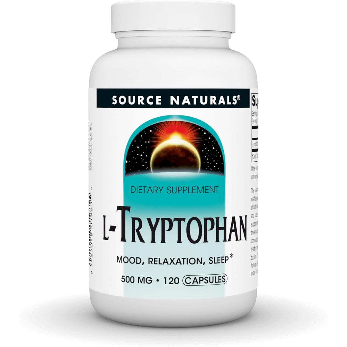 Source Naturals L-Tryptophan, for Mood, Relaxation, and Sleep*, 500Mg - 120 Capsules