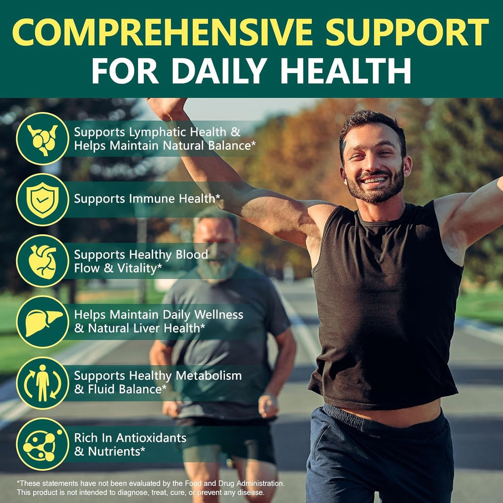 Lymphatic Drainage Supplements, 240 Softfels, 21-In-1 Natural Herbal Blends with Echinacea, Dandelion, Burdock Root for Lymph System, Immune Support, Cleanse, Less Swelling/Bloating