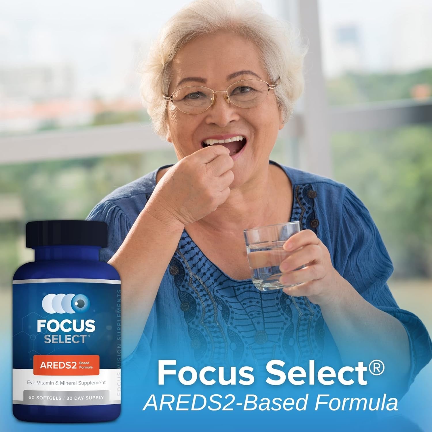 Focus Select AREDS2 Based Eye Vitamin-Mineral Supplement - Upplement for Eyes (180 Ct. 90 Day Supply) - Low Zinc Formula - Eye Vision Supplement and Vitamin
