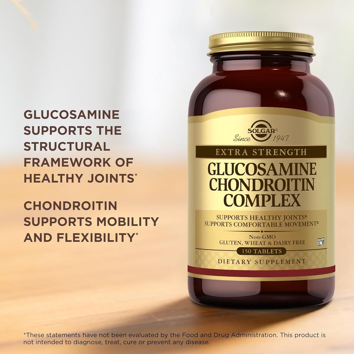 Solgar Extra Strength Glucosamine Chondroitin Complex - 150 Tablets - Supports Healthy Joints & Comfortable Movement - Non-Gmo, Gluten Free, Dairy Free - 50 Servings