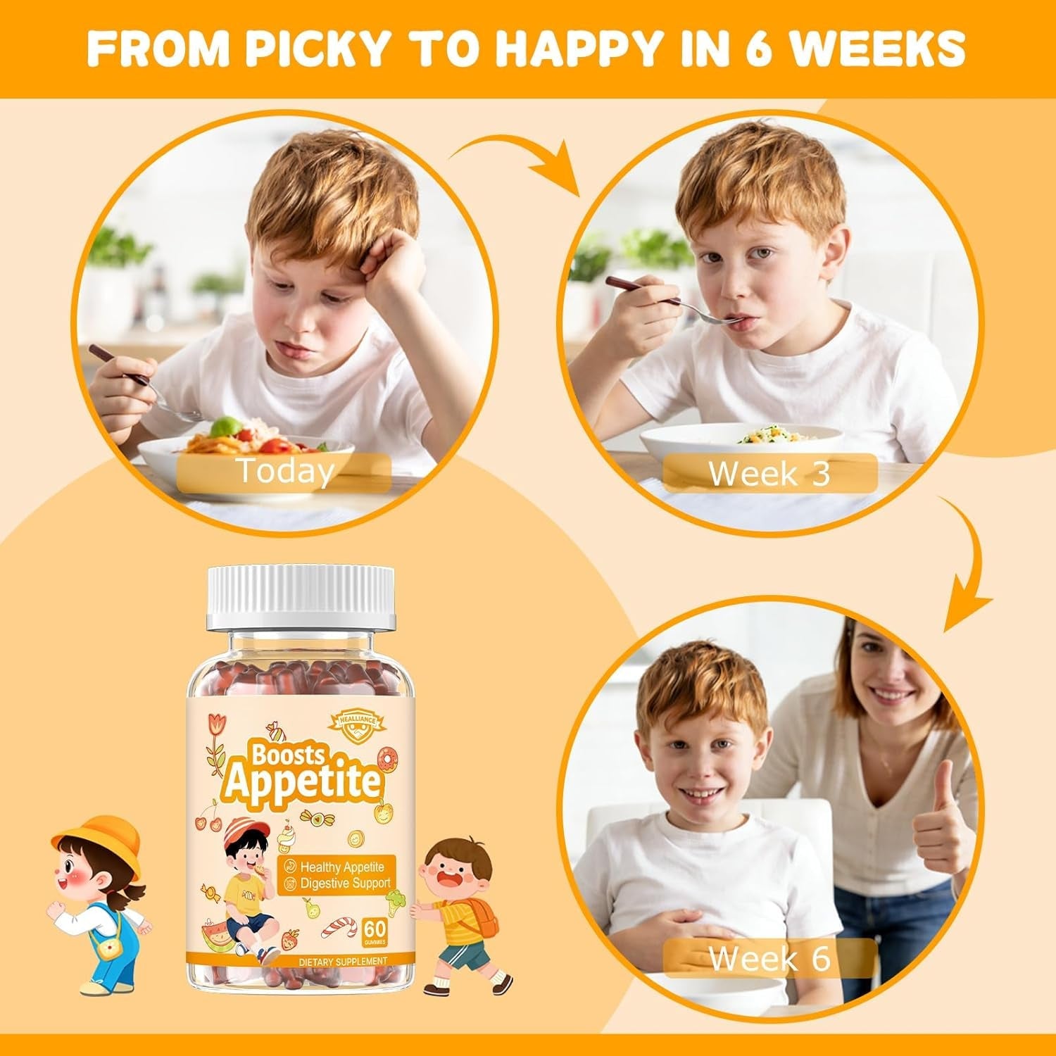 Appetite Booster Gummies for Kids Adults – Natural Blend of Hawthorn Zinc Carrot Supports Digestion Helps Increase Appetite, Promotes Healthy Eating Habits for Picky Eaters (Mixed Fruit Flavor)