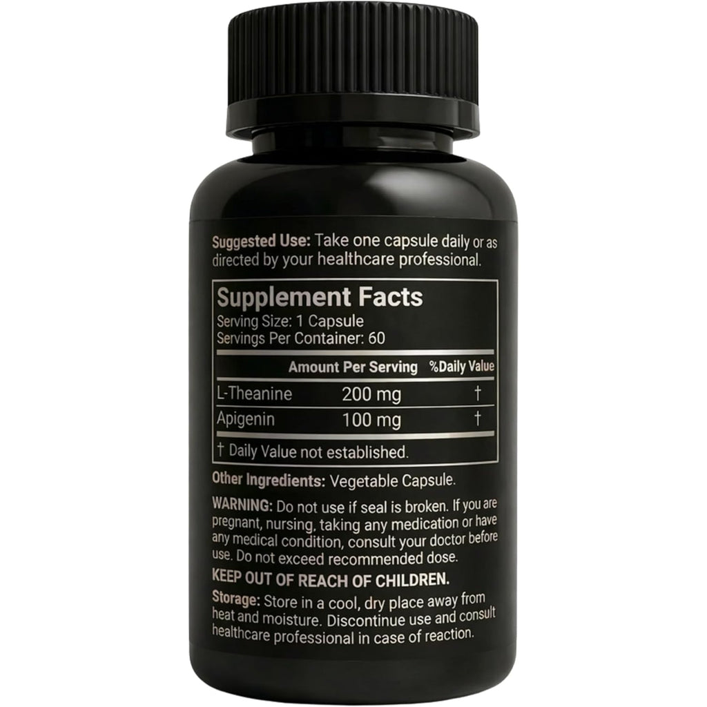 Apigenin 100Mg with L-Theanine 200Mg Supplement Capsules for Sleep Support, Relaxation, Clarity & Calm | Melatonin Free | 60 Vegan Capsules