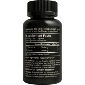 Apigenin 100Mg with L-Theanine 200Mg Supplement Capsules for Sleep Support, Relaxation, Clarity & Calm | Melatonin Free | 60 Vegan Capsules