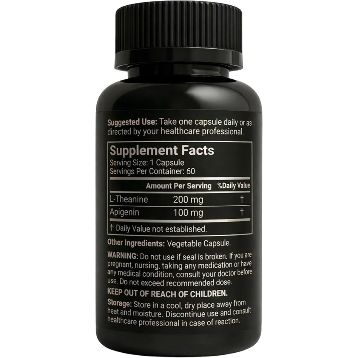 Apigenin 100Mg with L-Theanine 200Mg Supplement Capsules for Sleep Support, Relaxation, Clarity & Calm | Melatonin Free | 60 Vegan Capsules