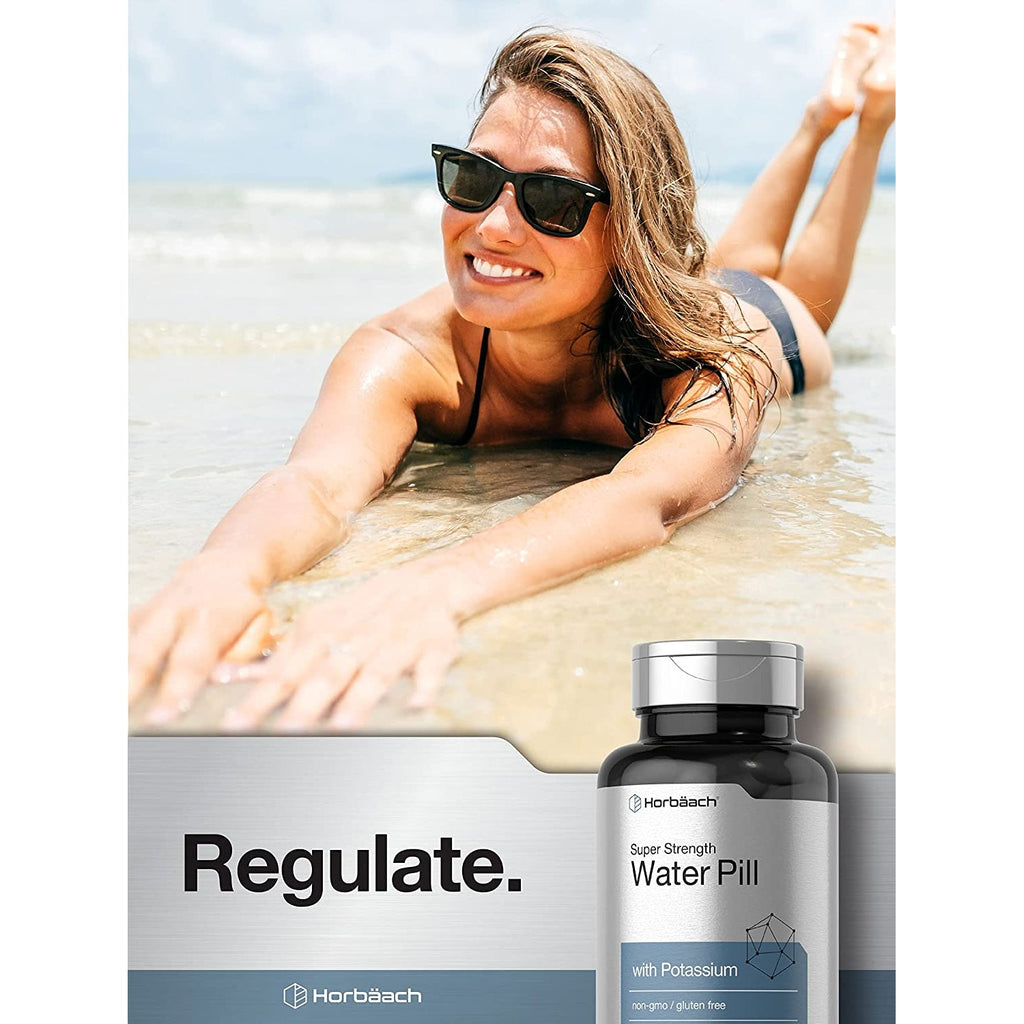 Horbäach Water Pills | Super Strength | 120 Tablets | Vegetarian, Non-Gmo & Gluten Free Supplement