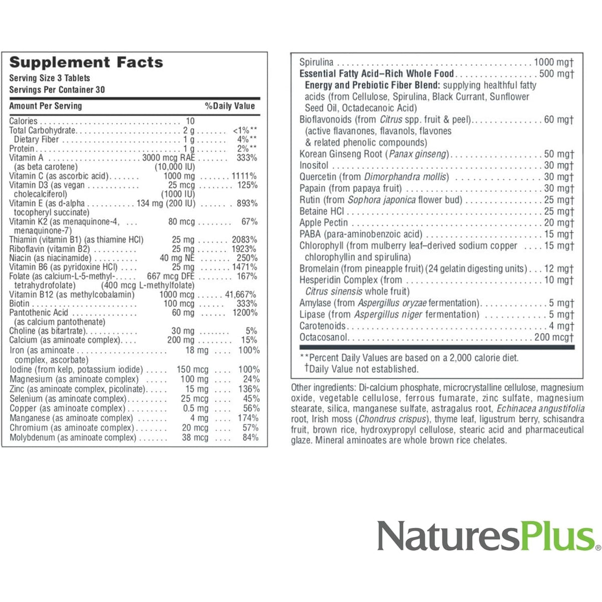 Naturesplus Source of Life - 90 Tablets - Multivitamin & Mineral Supplement with Concentrated Whole Foods - Gluten Free, Vegetarian - 30 Servings