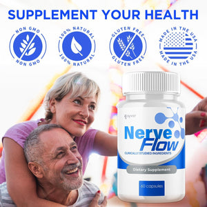 (2 Pack) Nerve Flow Capsules, Official Nerve Flow Pills Made with All Natural Ingredients, Maximum Strength Nerveflow Sciatic Support Supplement with Advanced Vitamins for Women & Men (120 Capsules)